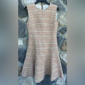 Adeam Japan Tweed Dress w/ Pockets Sz 4 Neutral A Line Sleeveless Preppy Career